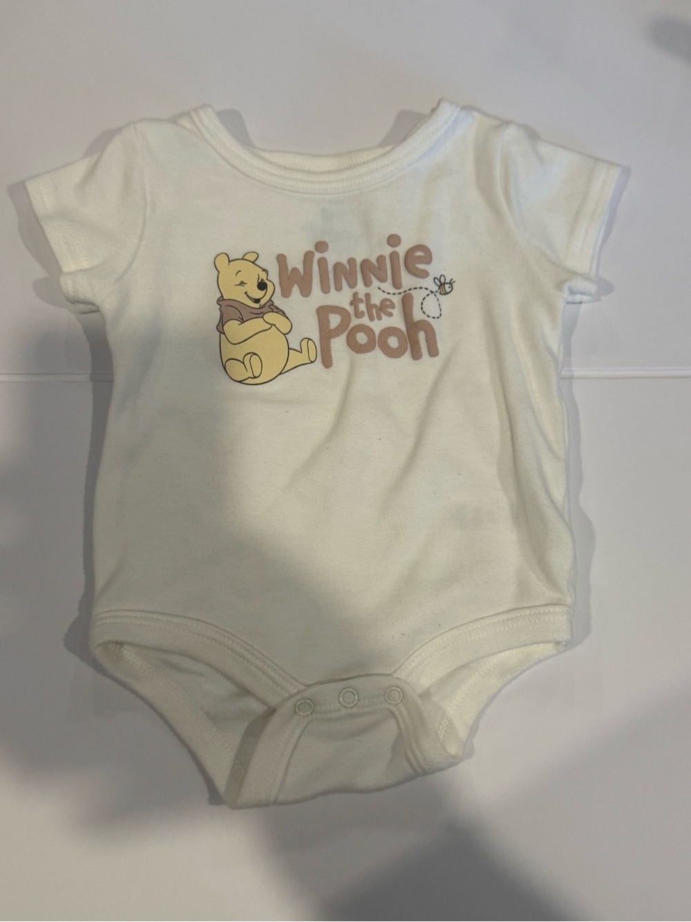 Disney Winnie the Pooh Cream and Yellow Baby One-Piece Bodysuit